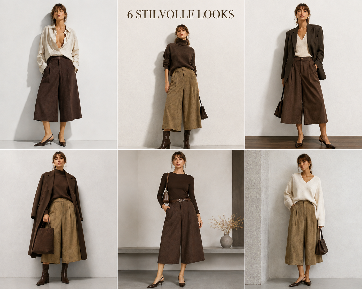 Weite Culotte in Veloursleder-Optik